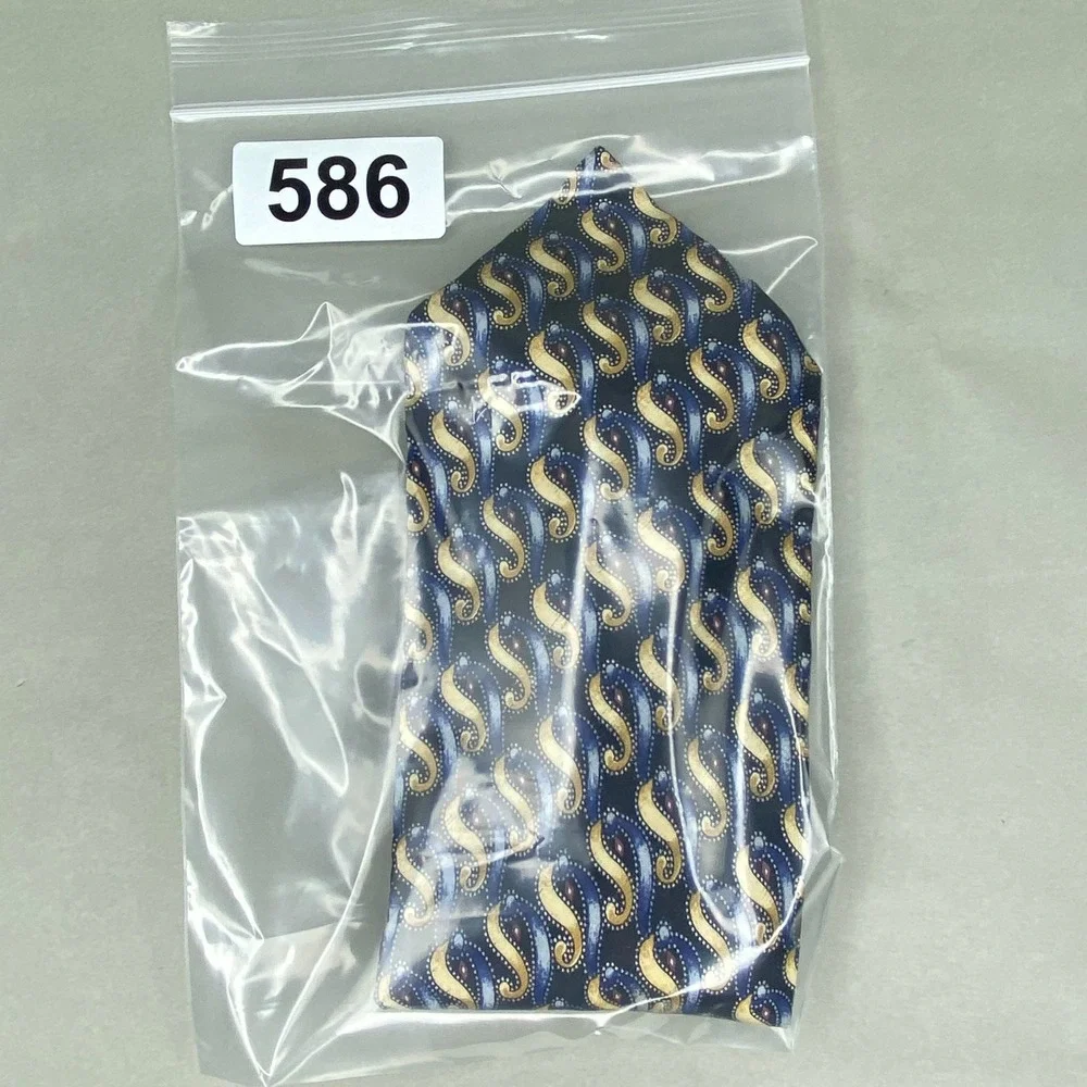 Jones New‎ York Tie Mens Blue Gold Paisley Silk Professional Classic Geometric